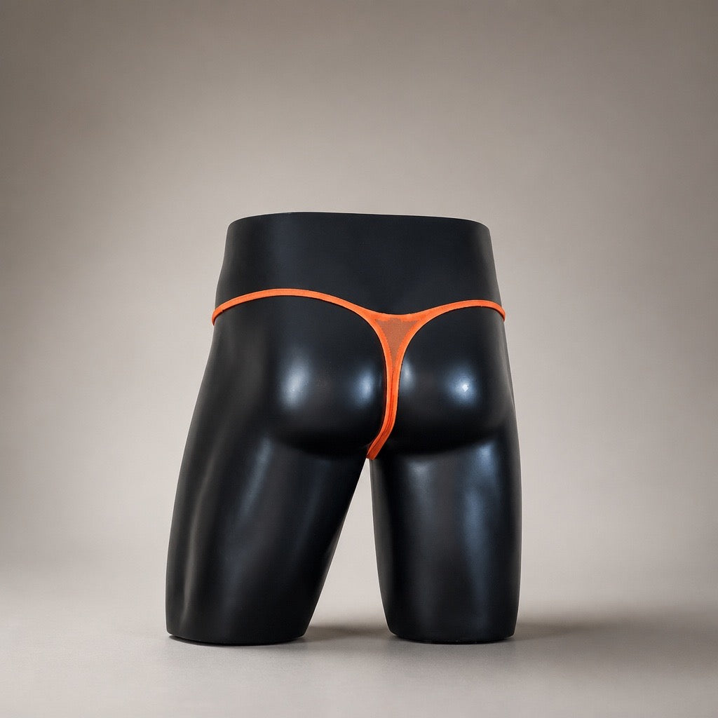 Back View of Fireline Muscle Thong with narrow orange thong back by PapiMalo Gear