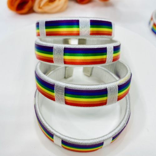 White Satin Rainbow Pride Cuff Bracelet