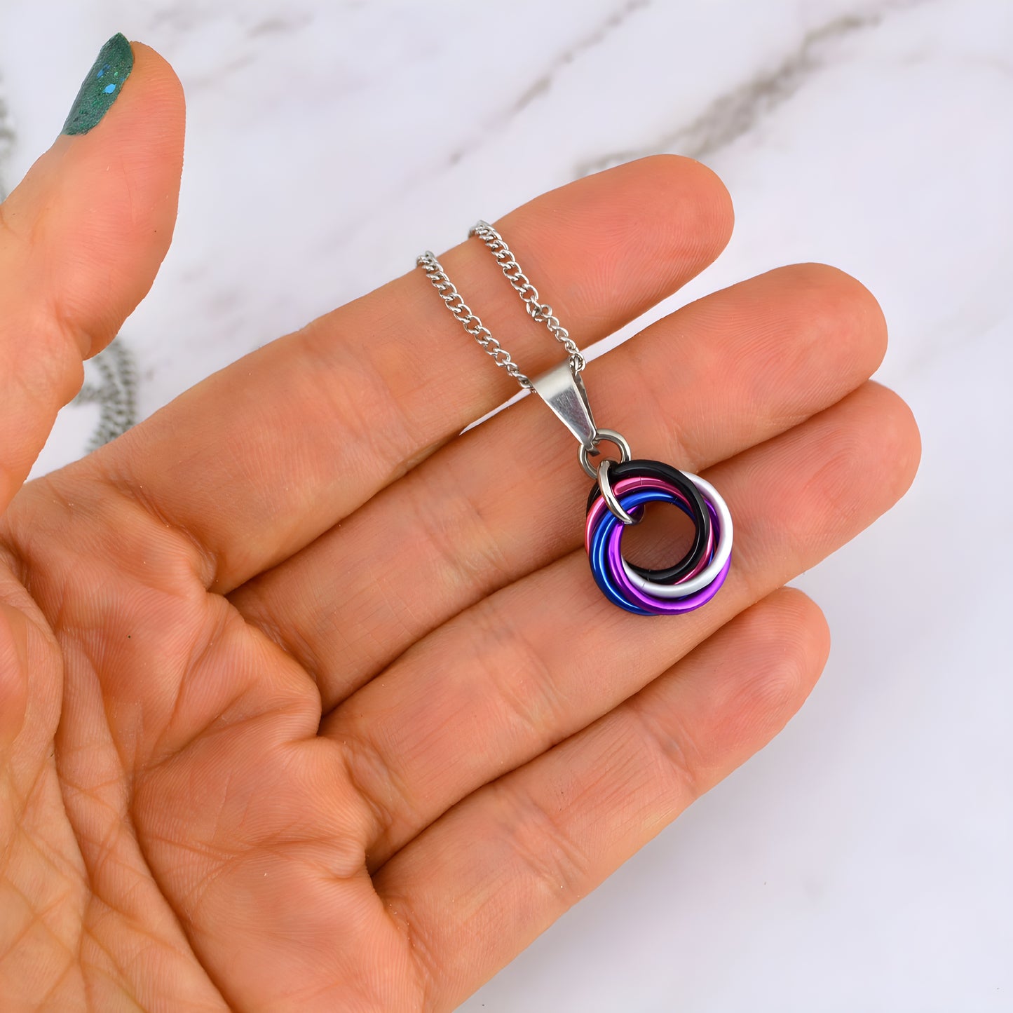 Asexual Pride Swirl Pendant Necklace