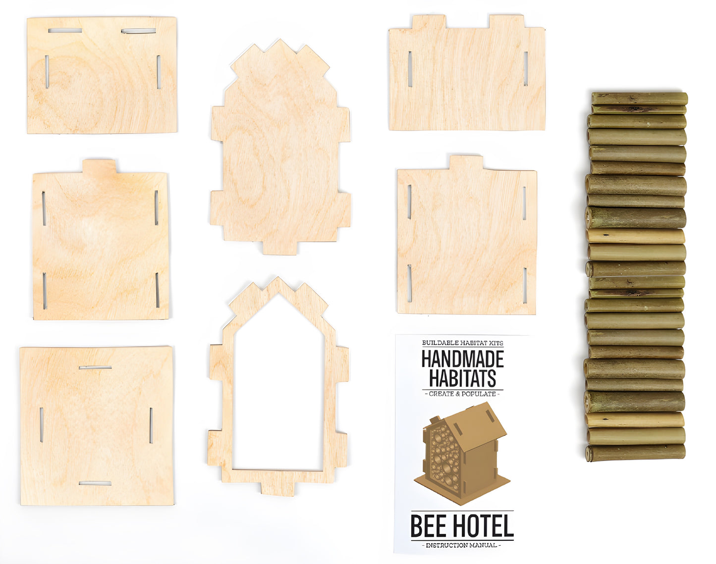 DIY Bee Hotel habitat kit with sustainably sourced materials for creating a nesting home for solitary bees.