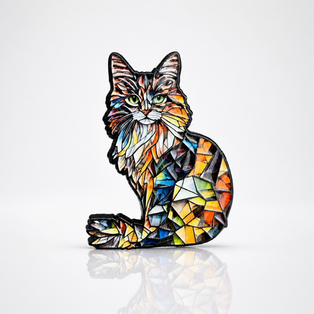 Stained Glass Cat Enamel Pin