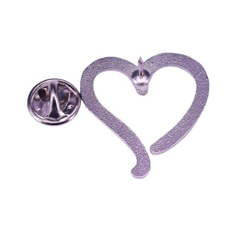 fastening clasp for Hollow heart enamel pin with transgender pride flag colors and silver outline