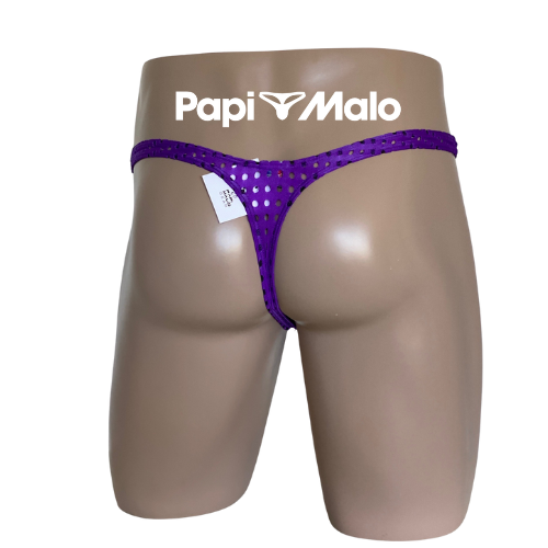 Back view of plum purple mesh men’s classic thong by PapiMalo Gear