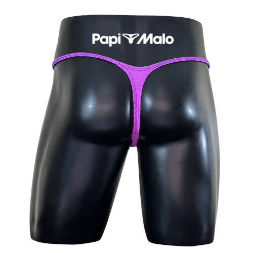 Back view of purple minimalist men’s locker room thong by PapiMalo Gear