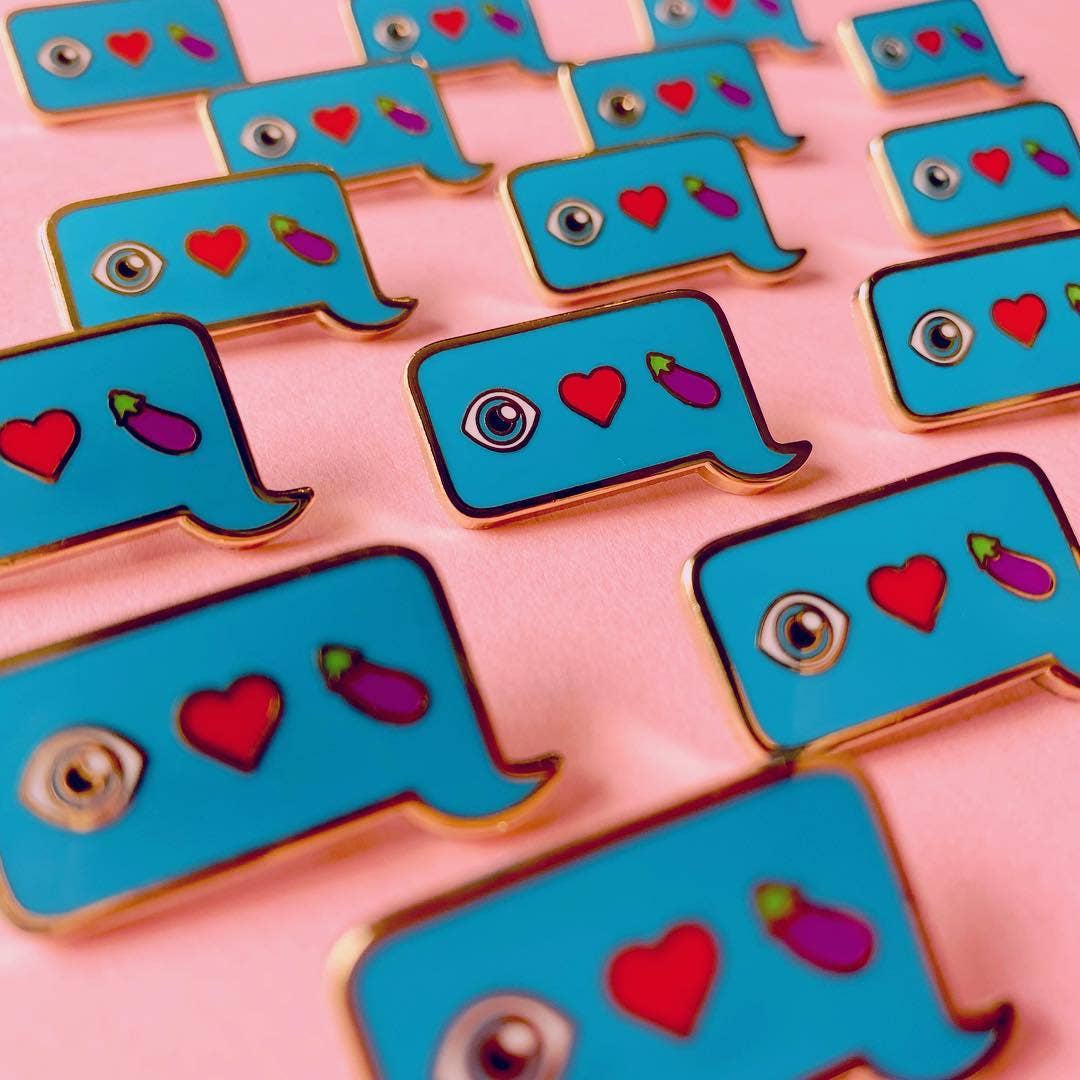 Eye Heart Eggplant Enamel Pin