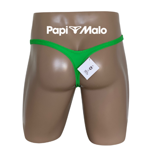 Back view of Kelly green men’s locker room thong by PapiMalo Gear