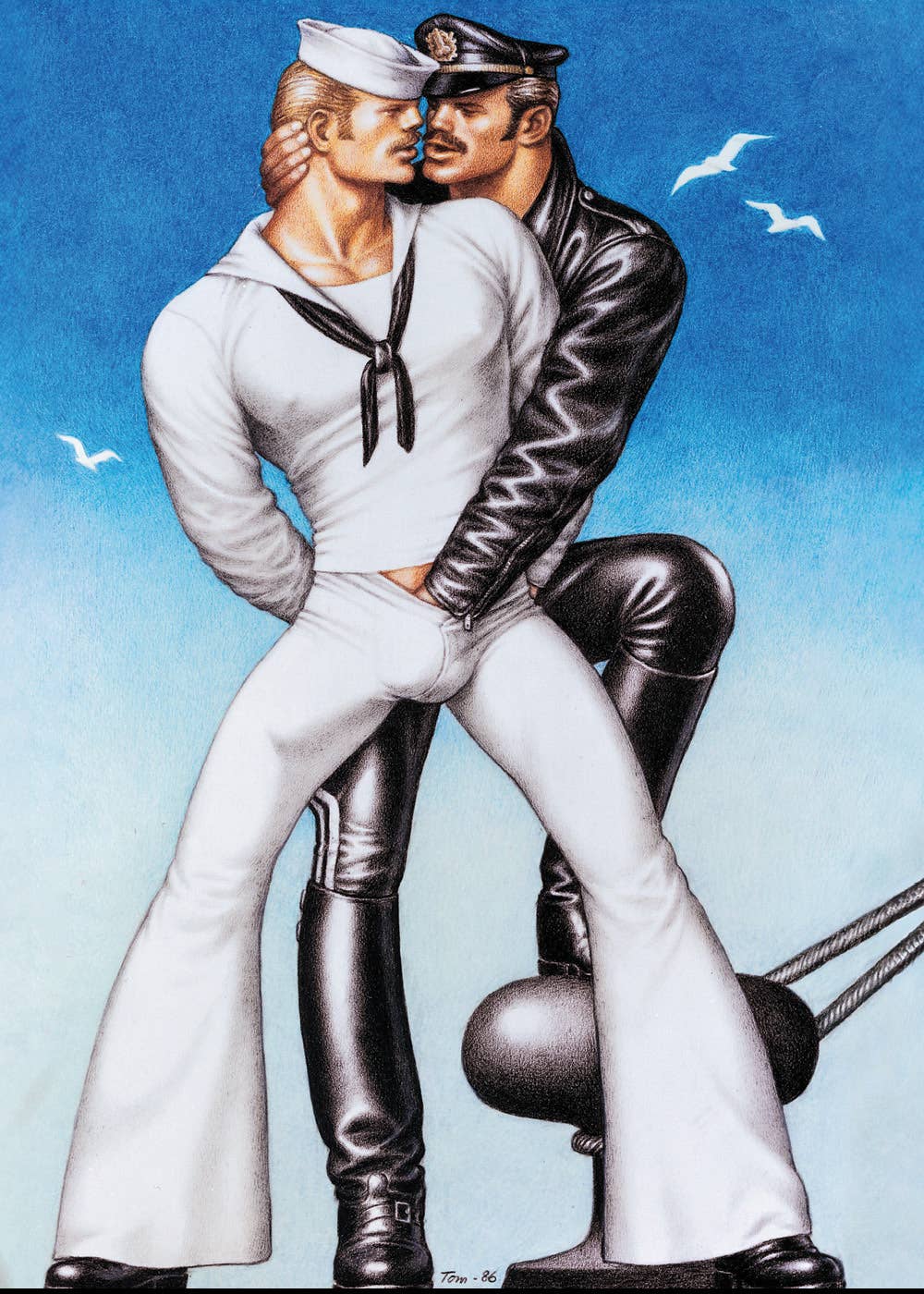 One of the Official Tom of Finland postcard collection featuring eight museum-quality reproductions of the artist's iconic LGBTQ+ illustrations.