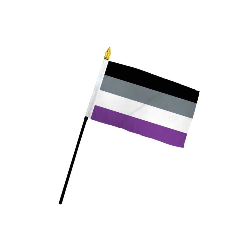 Asexual Pride desktop flag with black gray white and purple stripes