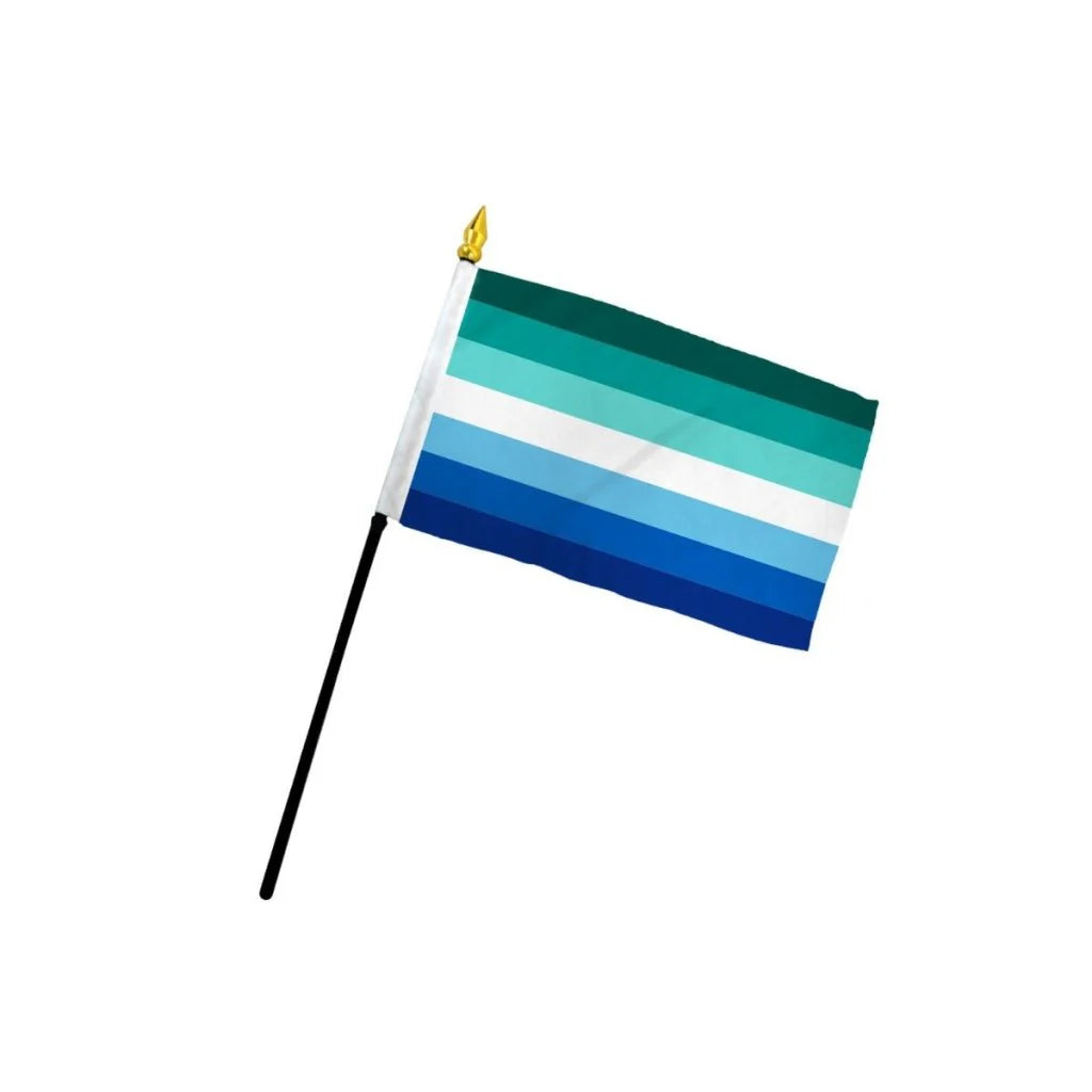 MLM Men Loving Men desktop pride flag with teal and purple stripe design
