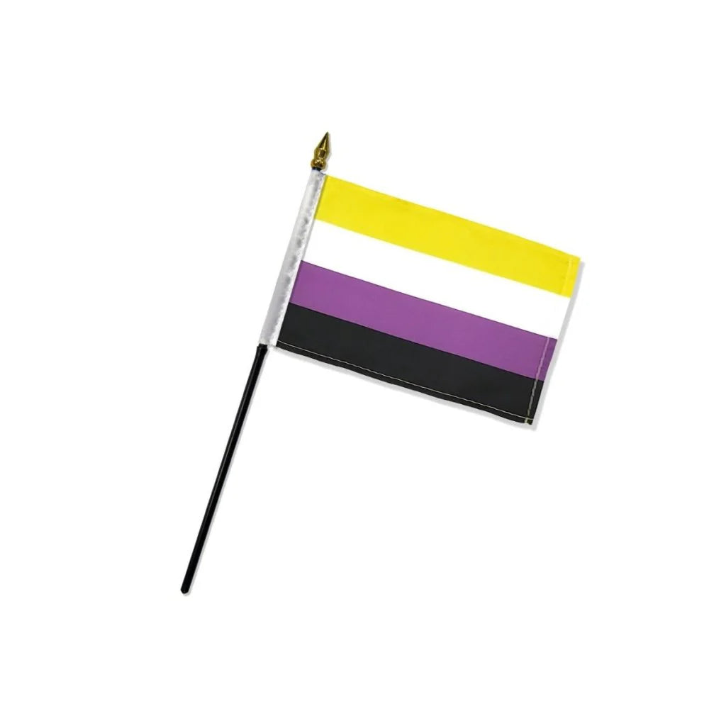 Nonbinary Pride desktop flag with yellow white purple and black stripes
