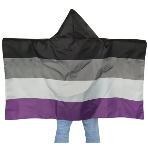Asexual Pride wearable hooded body flag with ace pride colors