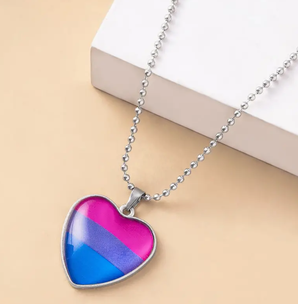 Pride Heart Pendant Necklace – Bisexual