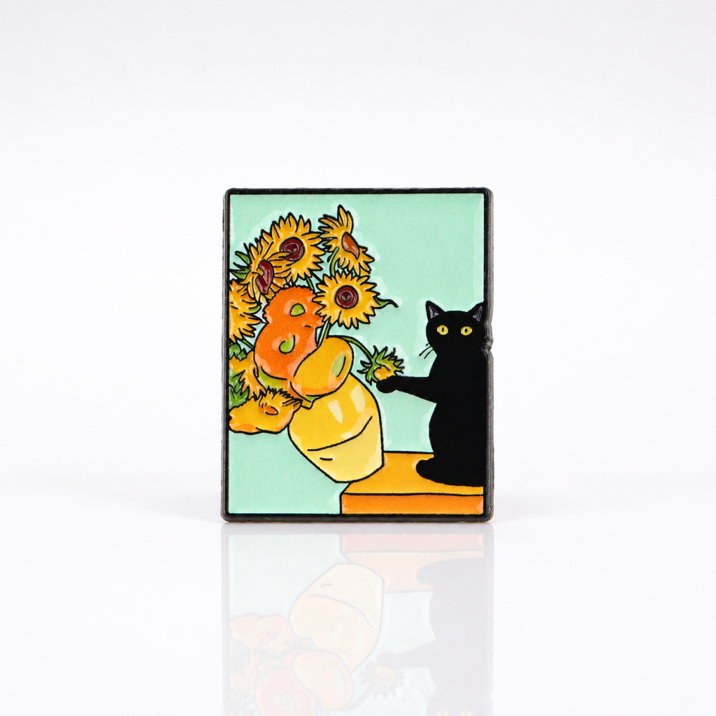 Cat vs. Sunflowers Enamel Pin
