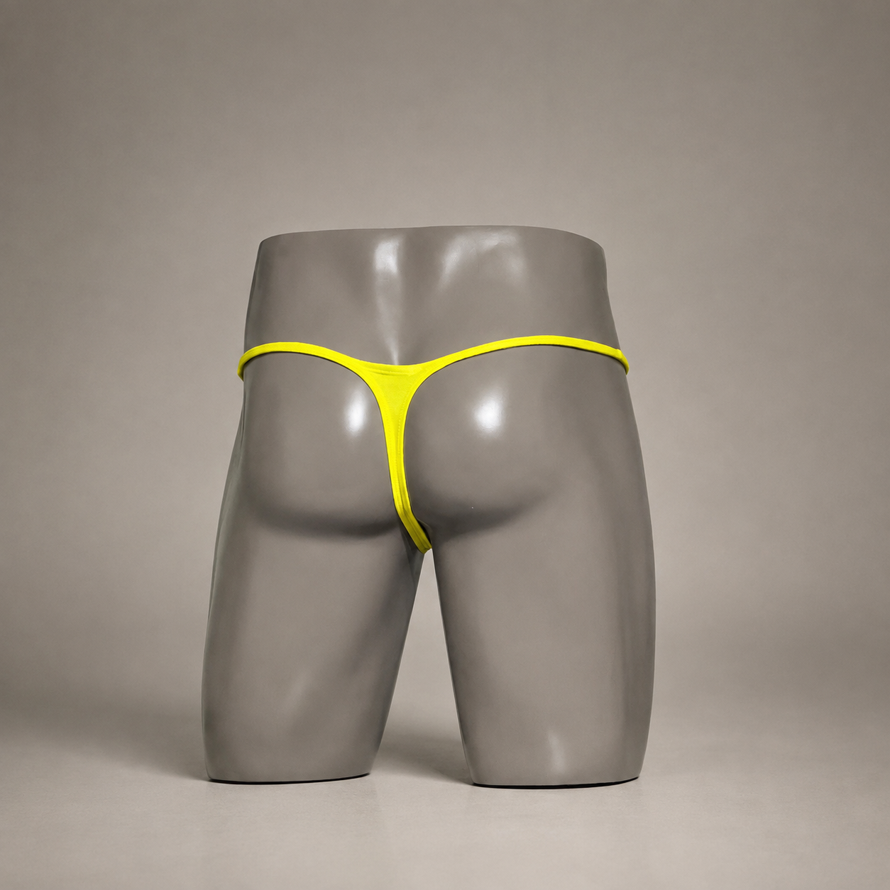 Back view of PapiMalo High Voltage neon yellow Muscle thong