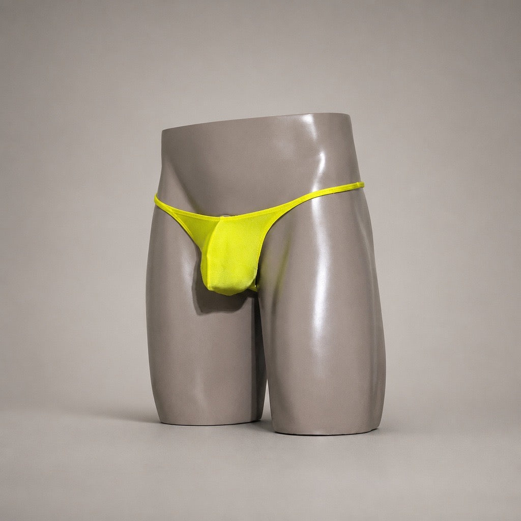 Front view of PapiMalo High Voltage neon yellow Muscle thong