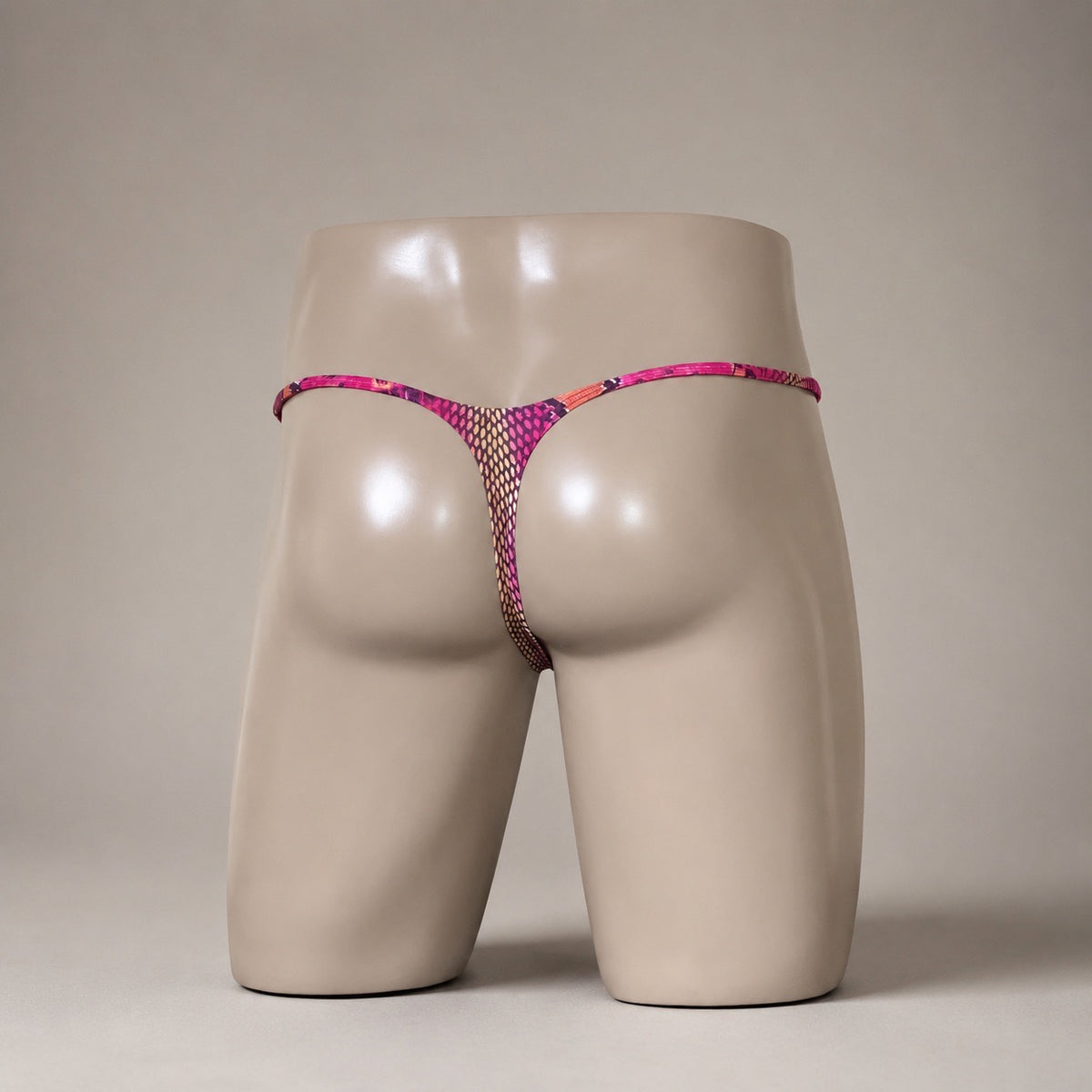 Rear View of Disco Python snakeskin-inspired men’s Muscle thong by PapiMalo Gear