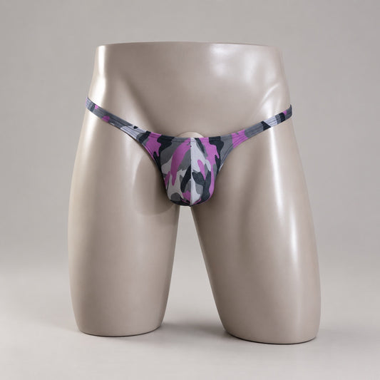 Front View of Purple Recon Classic Thong purple camo men’s thong by PapiMalo Gear