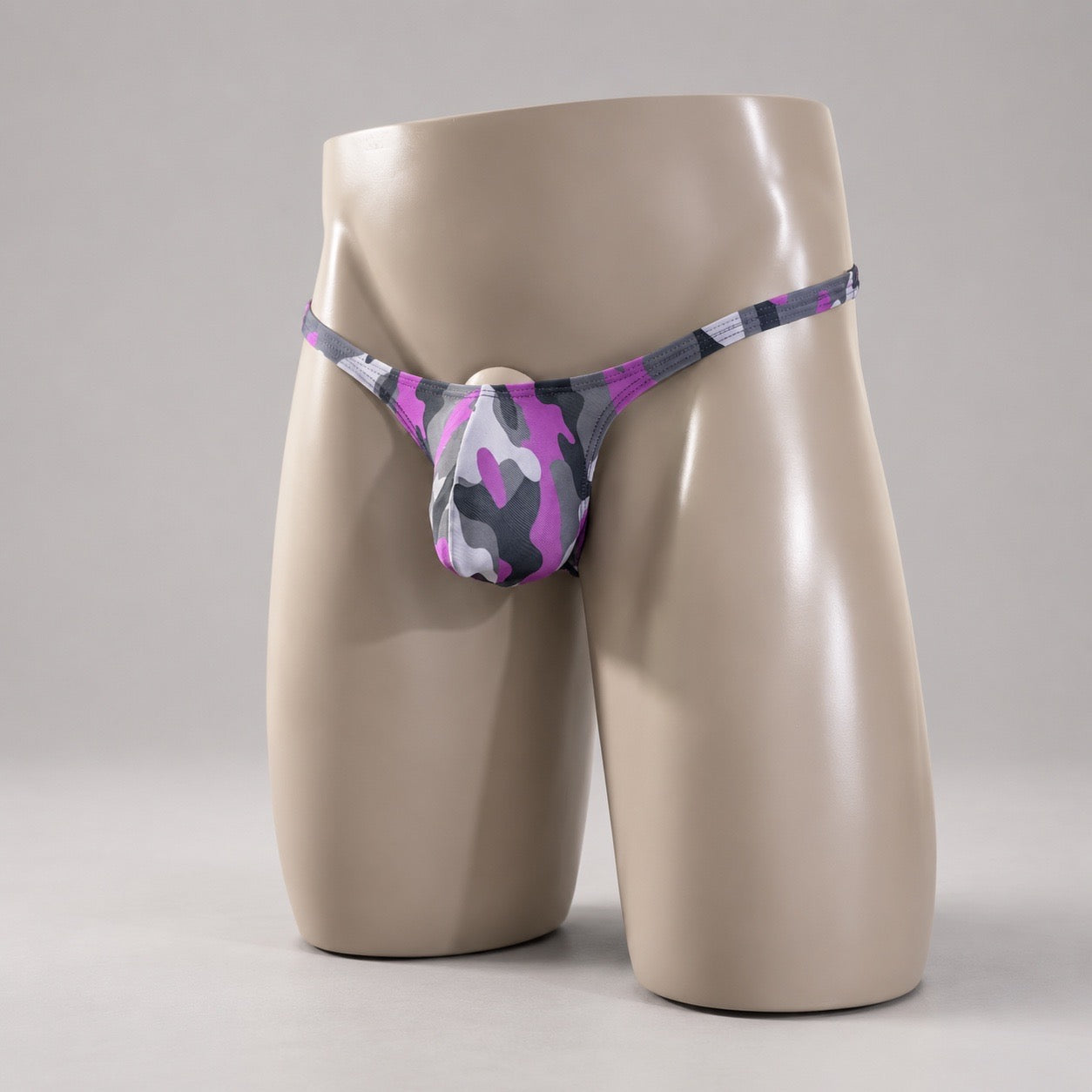 Side View of Purple Recon Classic Thong purple and gray camo men’s thong by PapiMalo Gear