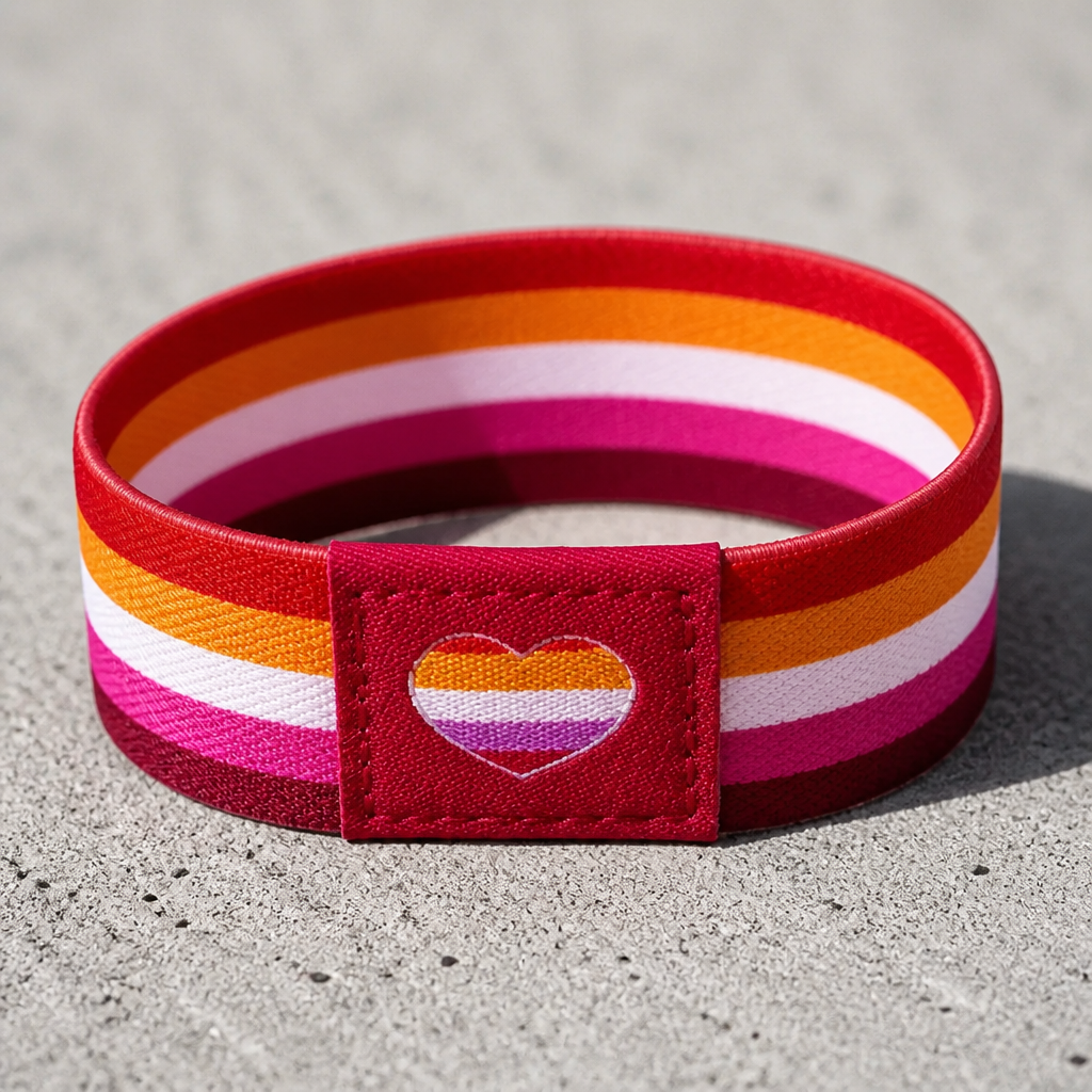 Lesbian Pride Heart Elastic Wristband
