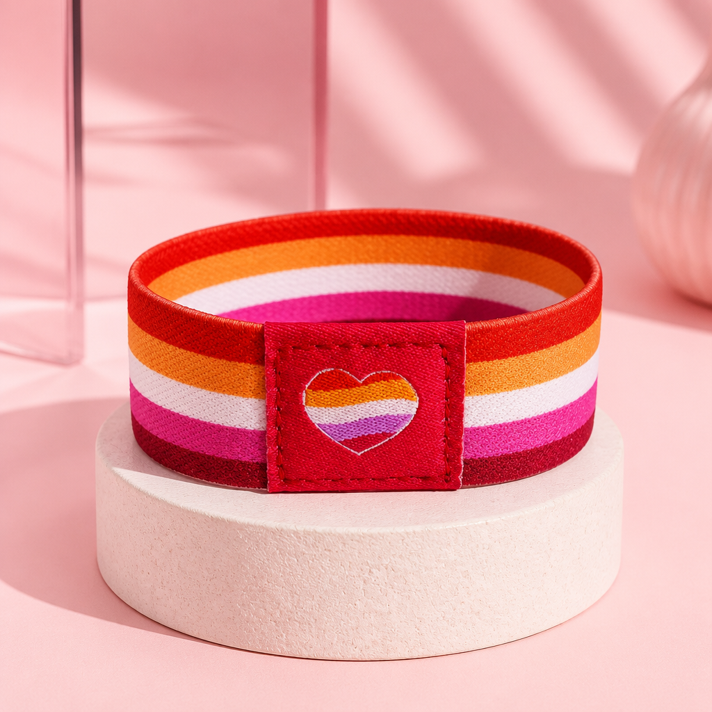 Lesbian Pride Heart Elastic Wristband