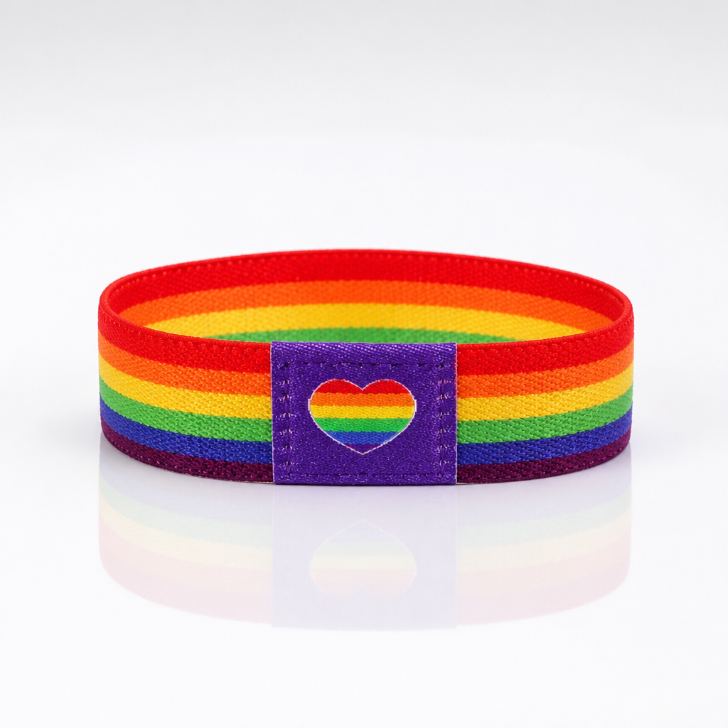 Rainbow Pride Heart Elastic Wristband