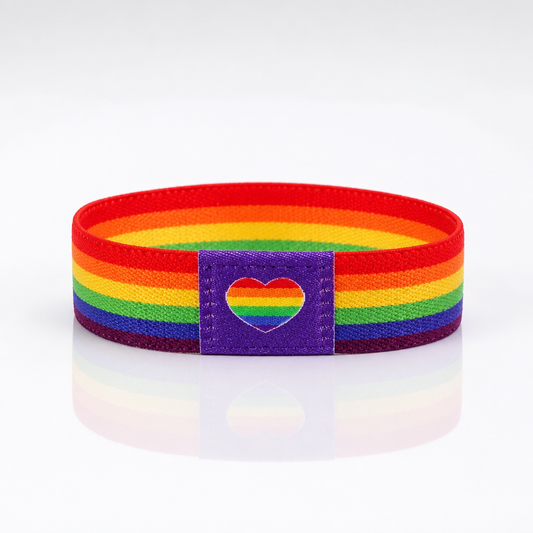 Rainbow Pride Heart Elastic Wristband