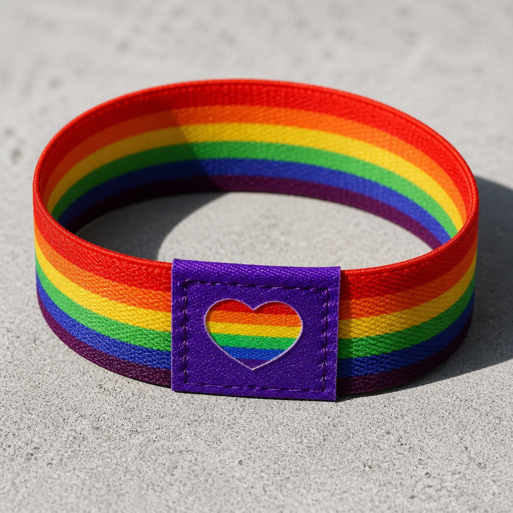 Rainbow Pride Heart Elastic Wristband