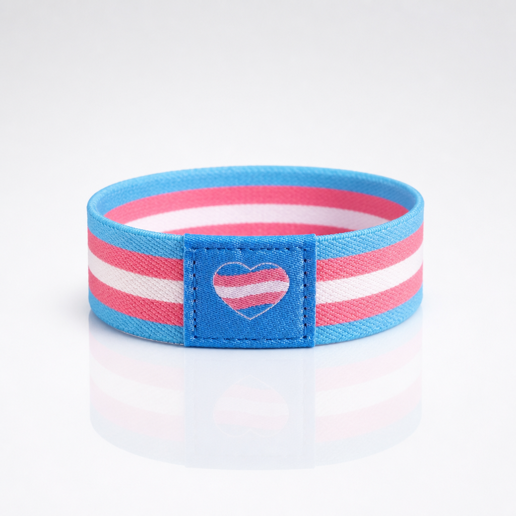 Trans Pride Heart Elastic Wristband