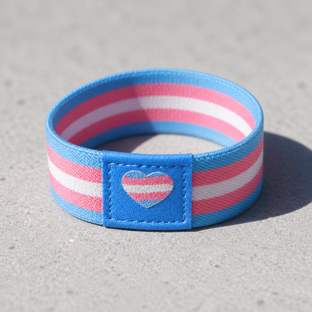Trans Pride Heart Elastic Wristband