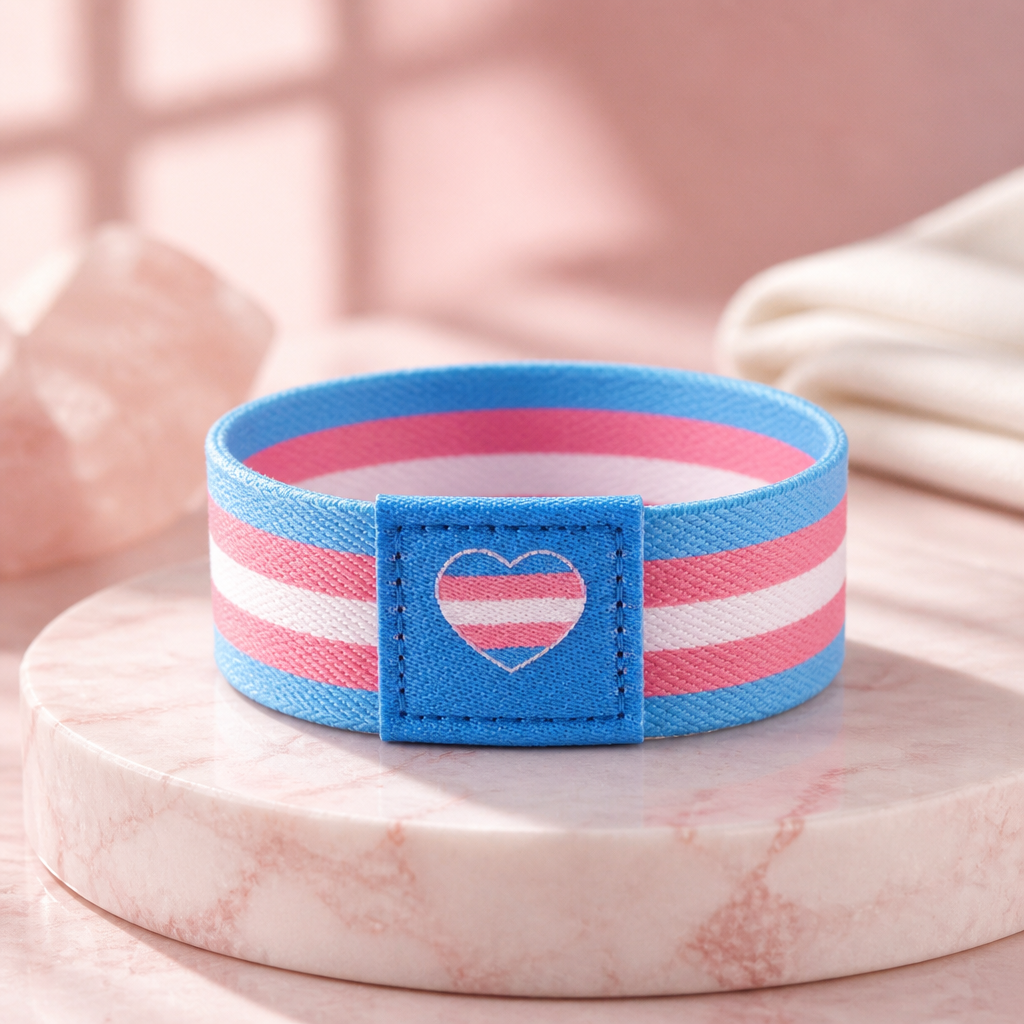Trans Pride Heart Elastic Wristband