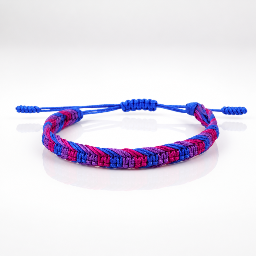Bisexual Pride Woven Cord Bracelet