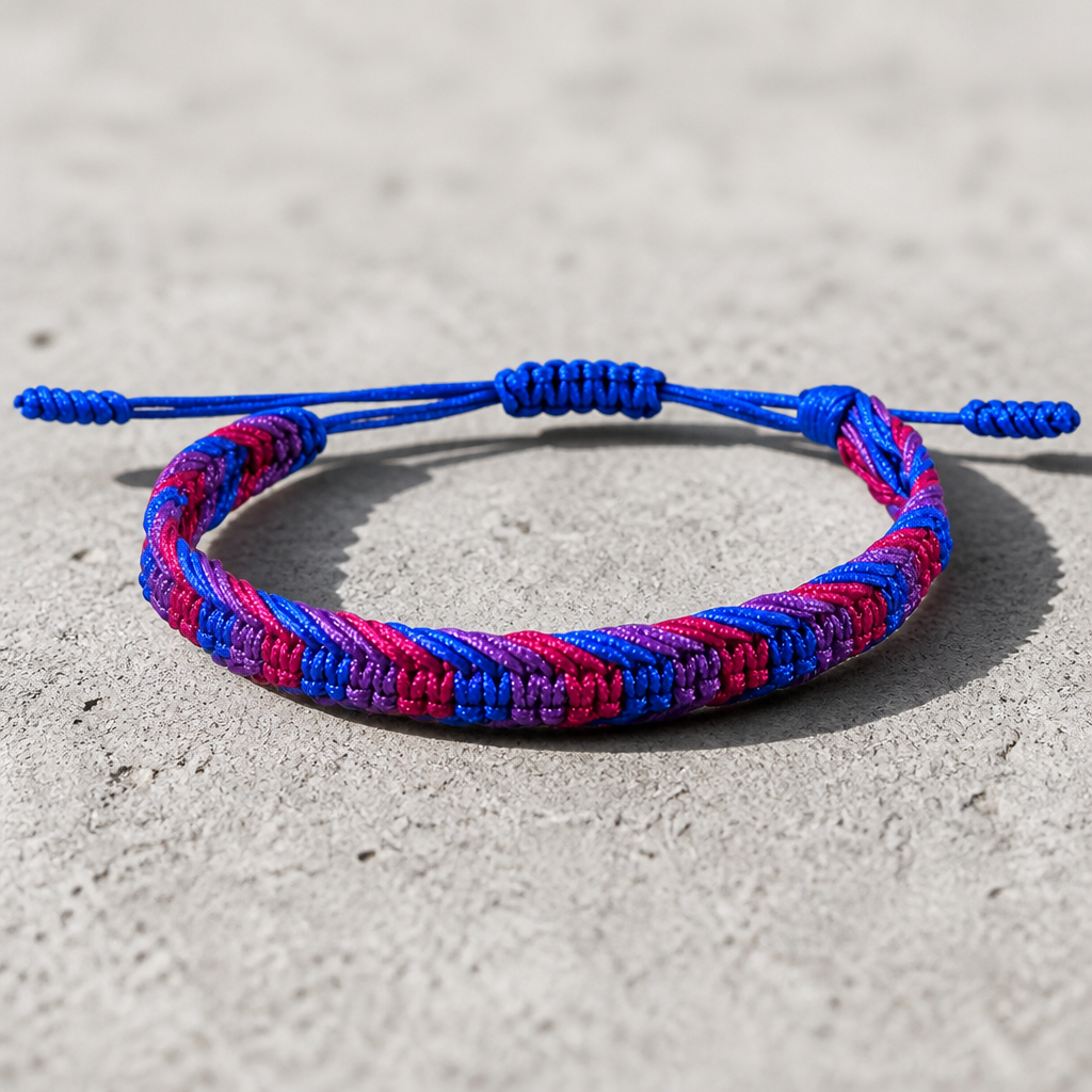 Bisexual Pride Woven Cord Bracelet