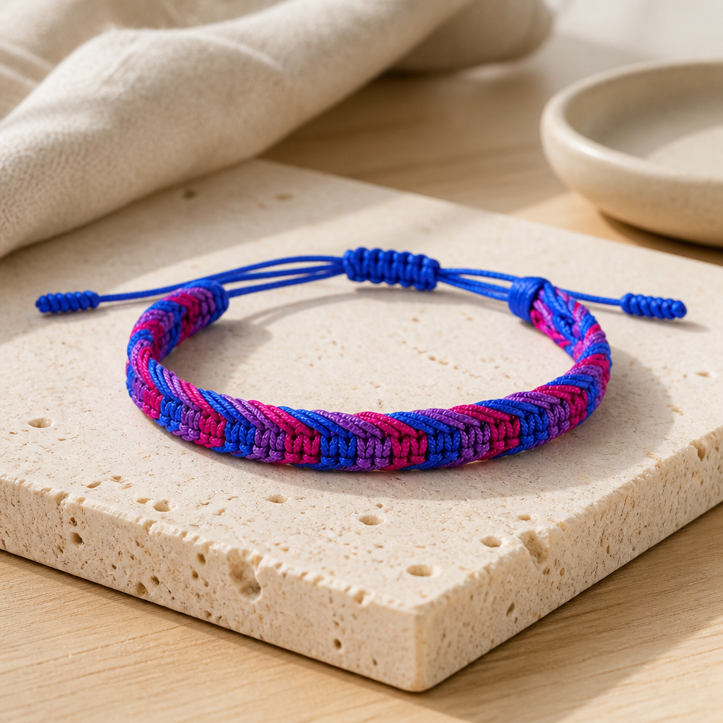 Bisexual Pride Woven Cord Bracelet