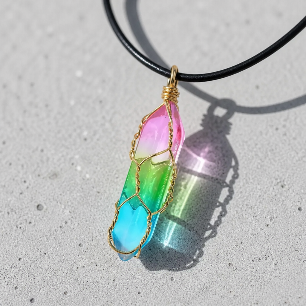 Rainbow Quartz Crystal Pendant Necklace (Small & Large Sizes)