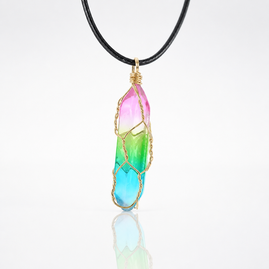 Rainbow Quartz Crystal Pendant Necklace (Small & Large Sizes)