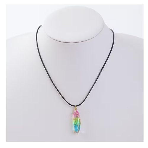 Rainbow Quartz Crystal Pendant Necklace (Small & Large Sizes)