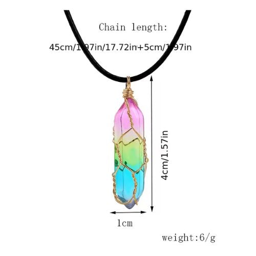 Rainbow Quartz Crystal Pendant Necklace (Small & Large Sizes)