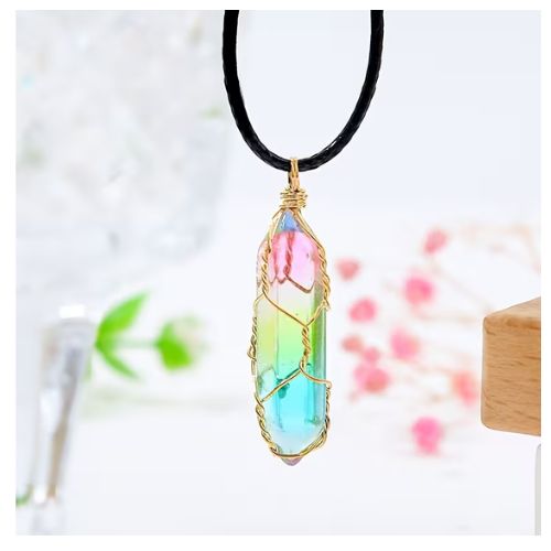 Rainbow Quartz Crystal Pendant Necklace (Small & Large Sizes)