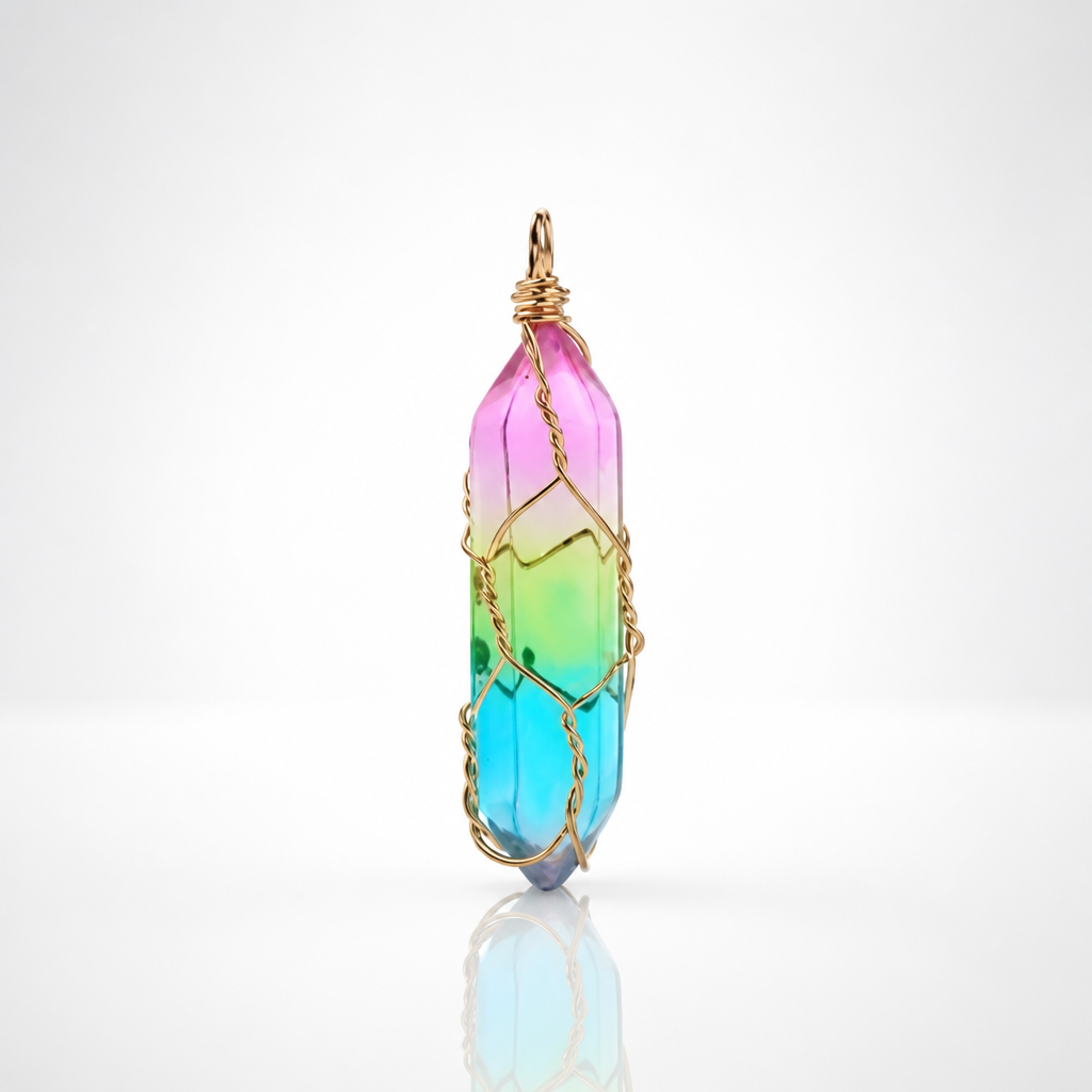 Rainbow Quartz Crystal Pendant Necklace (Small & Large Sizes)