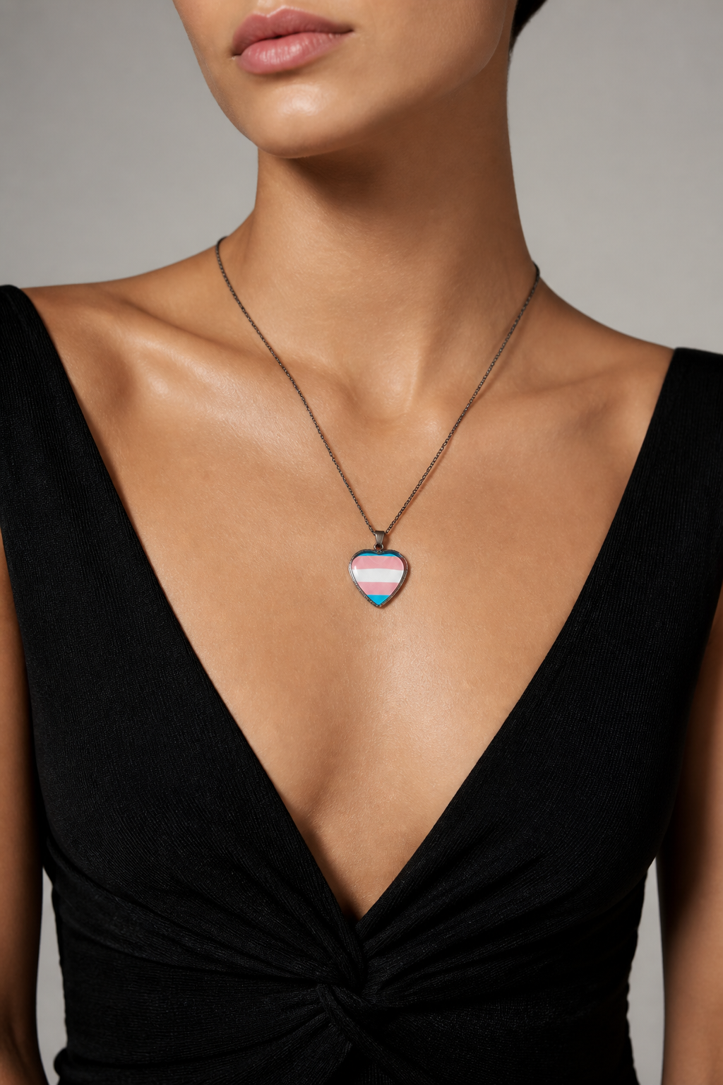 Transgender Pride Heart Pendant Necklace