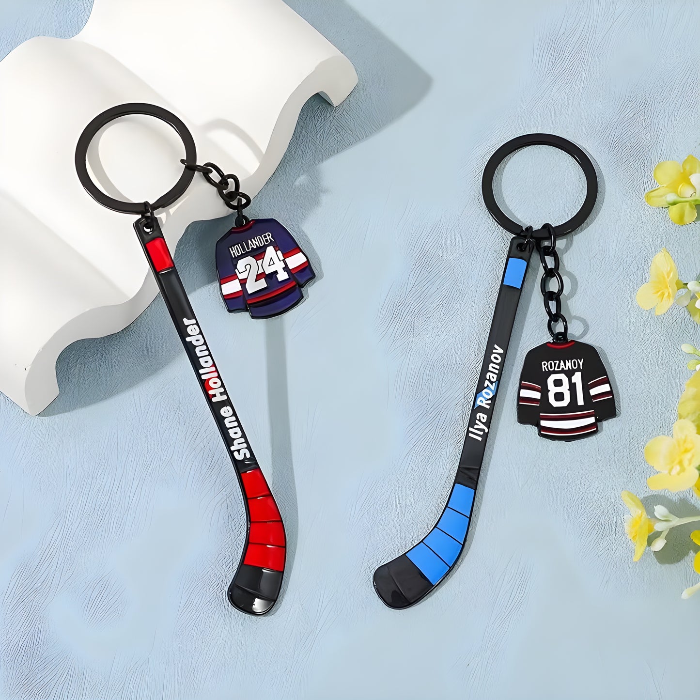 Heated Rivalry - Rozanov Hockey Stick Keychain