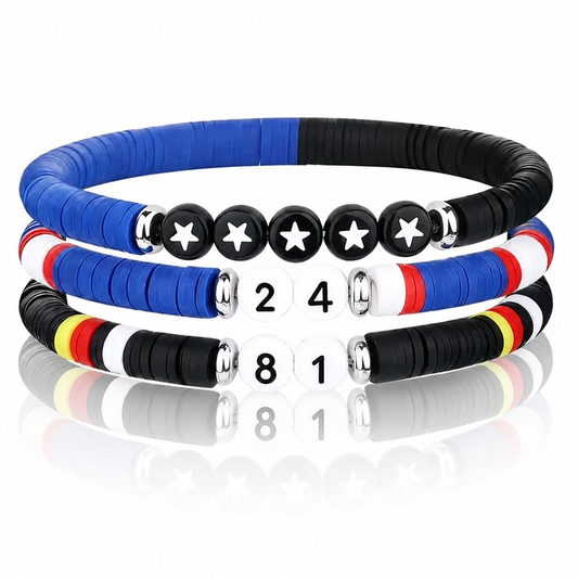 Three Heated Rivalry hockey bracelets with 81, 24 and star beads