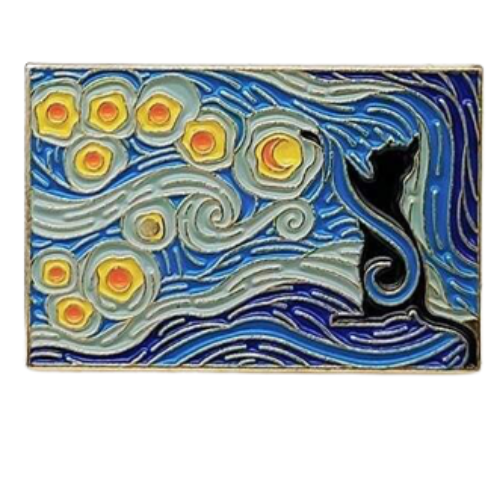 One Black Cat & Lots of Stars Enamel Pin