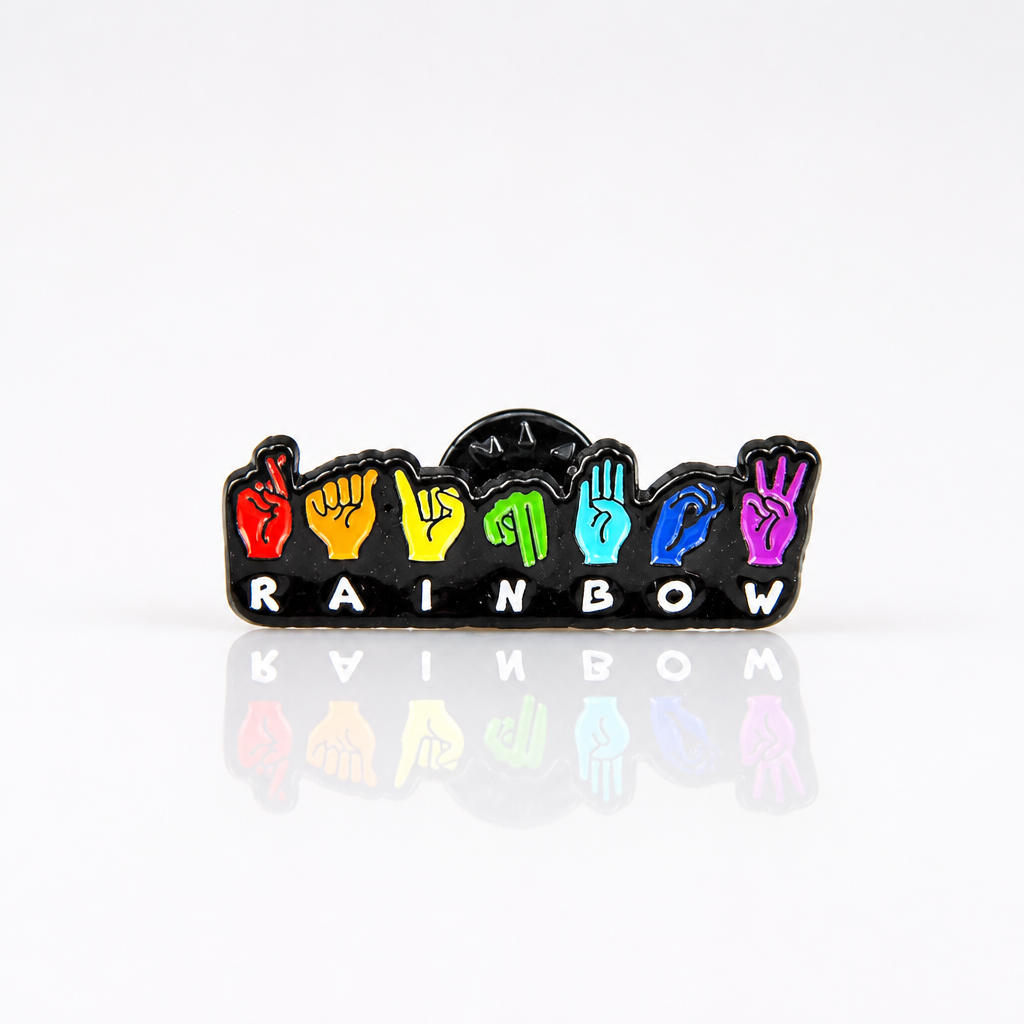 Rainbow ASL Pride Enamel Pin