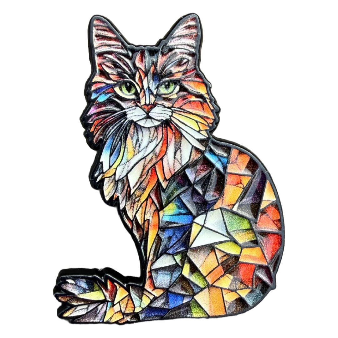 Stained Glass Cat Enamel Pin