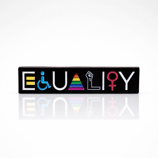 Large Equality Pride enamel pin featuring inclusive LGBTQ symbols and rainbow colors