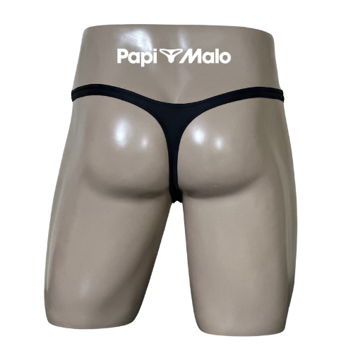 Back view of black minimalist men’s classic thong by PapiMalo Gear