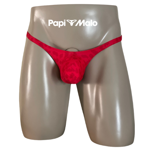 Front view of crimson textured men’s classic thong by PapiMalo Gear