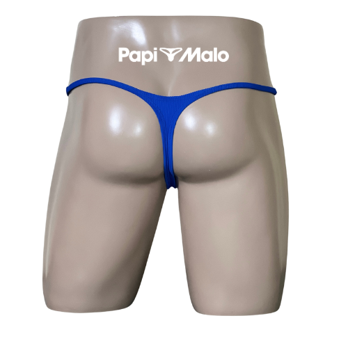 Back view of cobalt blue men’s locker room thong by PapiMalo Gear