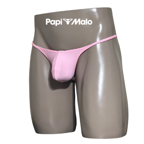 Front view of blush pink men’s locker room thong by PapiMalo Gear